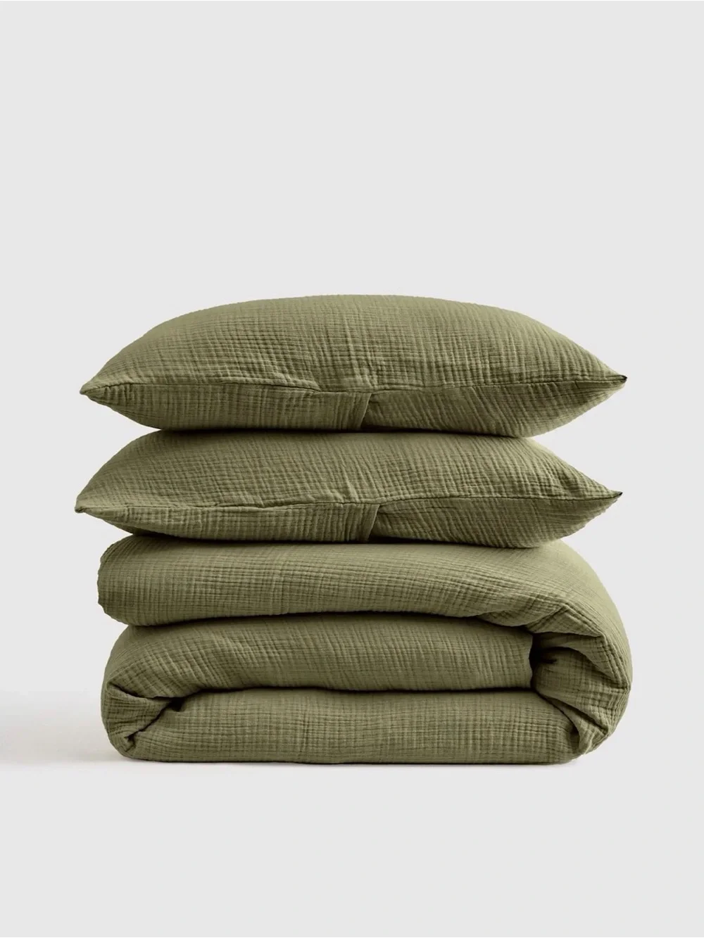 Quince Organic Cotton Gauze Duvet Cover Set - Olive